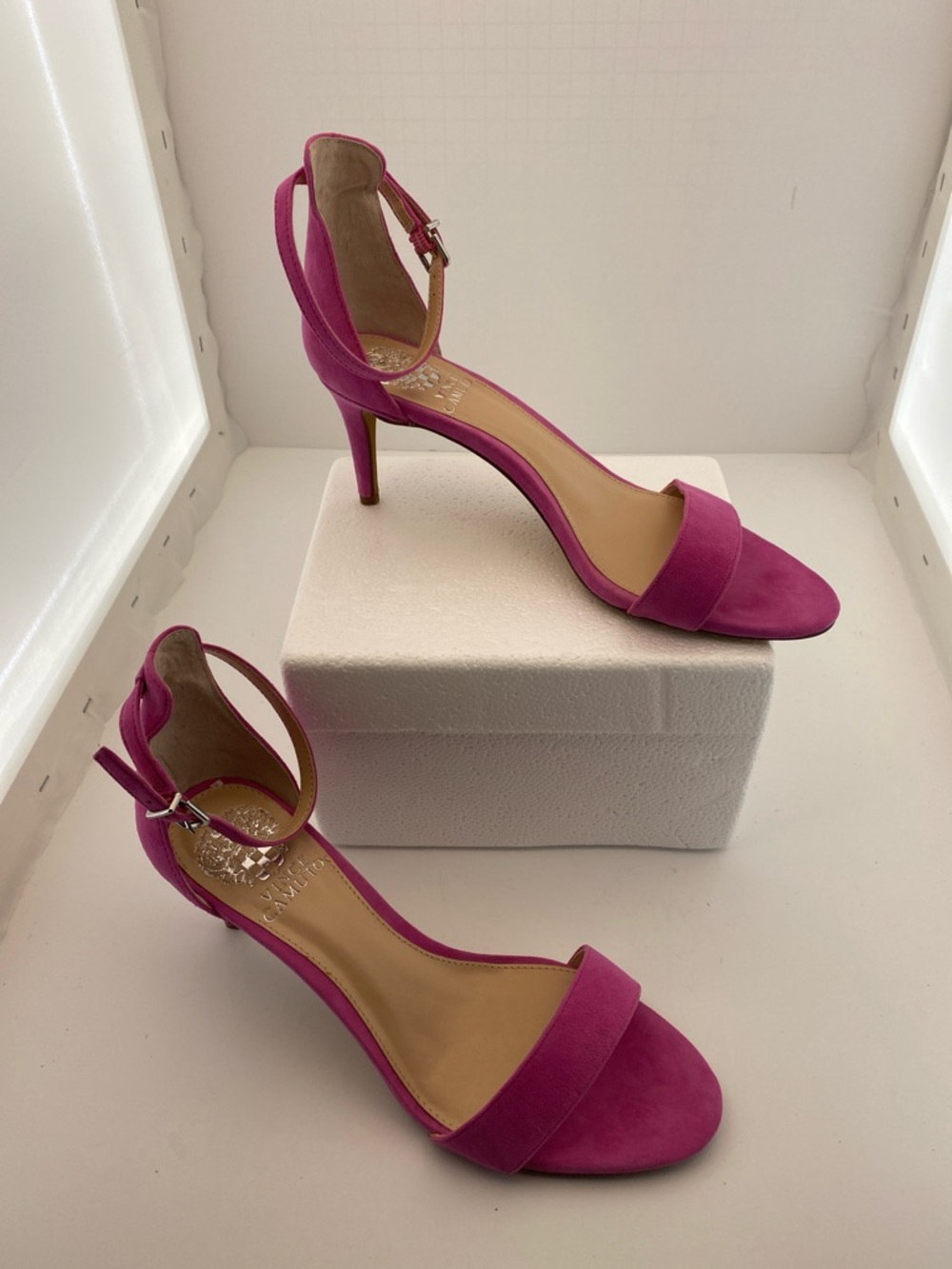 Vince Camuto Magenta Open-Toe Ankle-Strap Heels